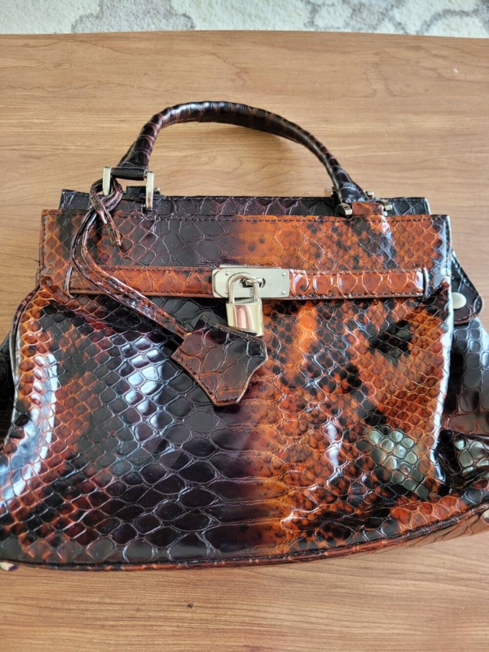 Danier Genuine Leather Croc‑Embossed Purse + Matching Wallet Set